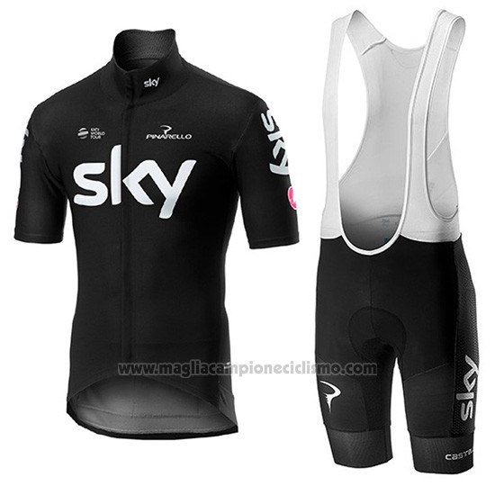 2019 Abbigliamento Ciclismo Sky Nero Manica Corta e Salopette